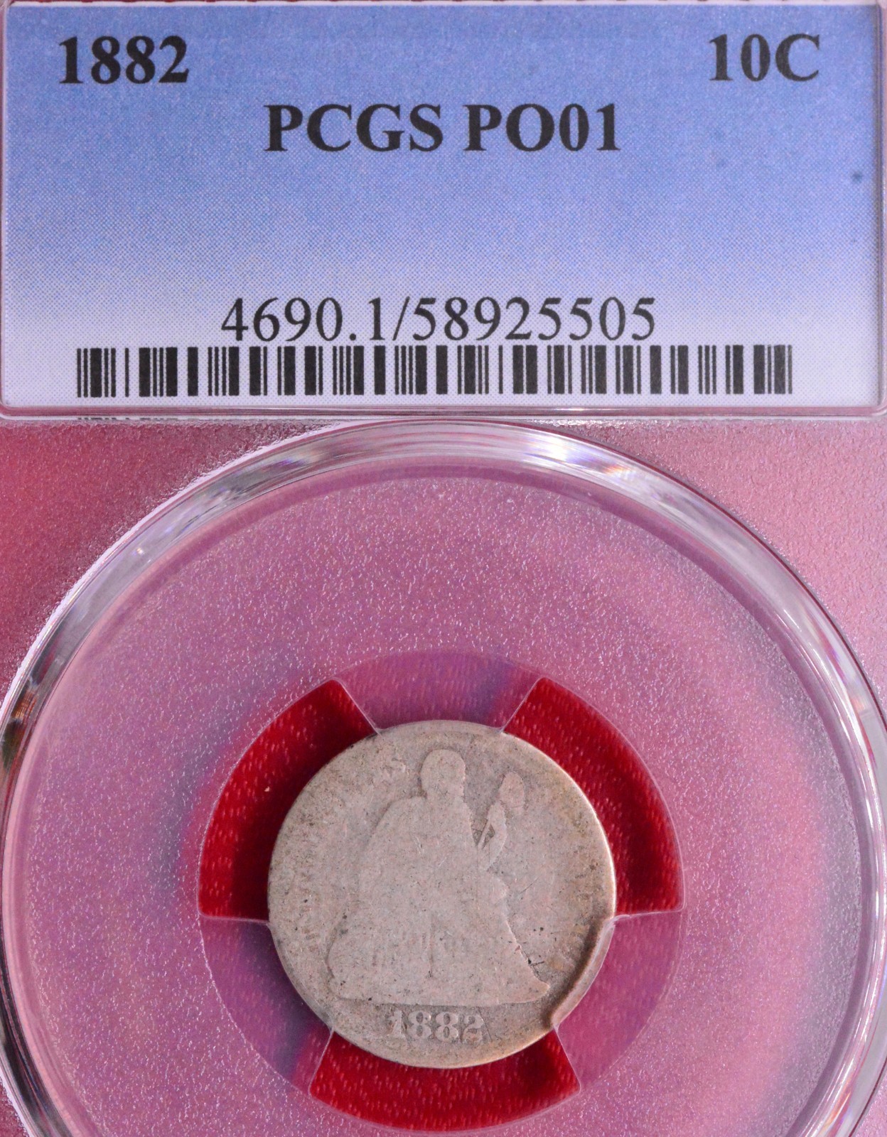 PCGS PO-1 1882 LOWBALL POCKET PIECE SEATED LIBERTY DIME