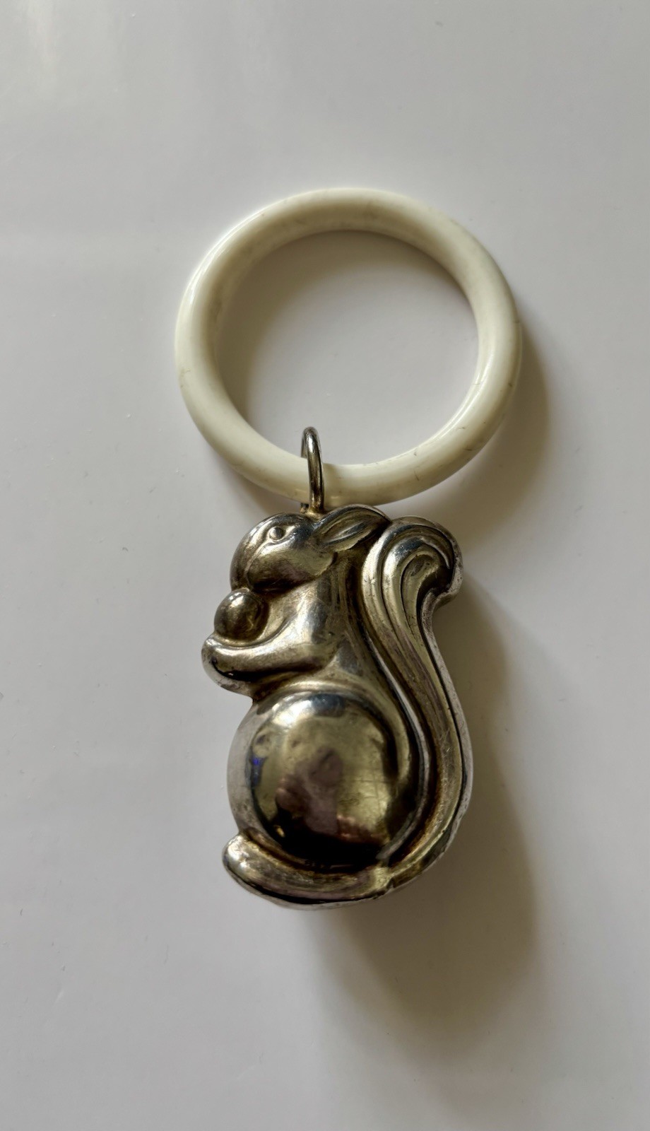 Vintage Antique German Silver Rattle Teething Ring Rabbit Or Squirrel 85.5% Vintage Antique German Silver Rattle Teething Ring Rabbit Or Squirrel 85.5%