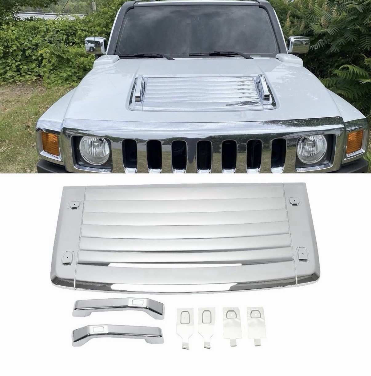 3Pcs Silver Hood Vent Compatible with 2006-2010 Hummer H3 & H3T\'s w/Handles 3Pcs Silver Hood Vent Compatible with 2006-2010 Hummer H3 & H3T\'s w/Handles