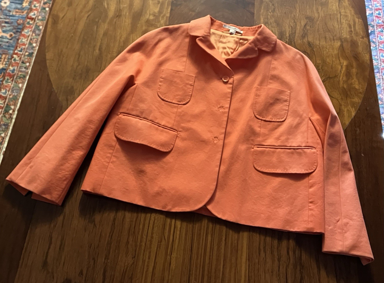 Carven Orange Cotton Jacket Or Blazer Lined Size 40 Carven Orange Cotton Jacket Or Blazer Lined Size 40