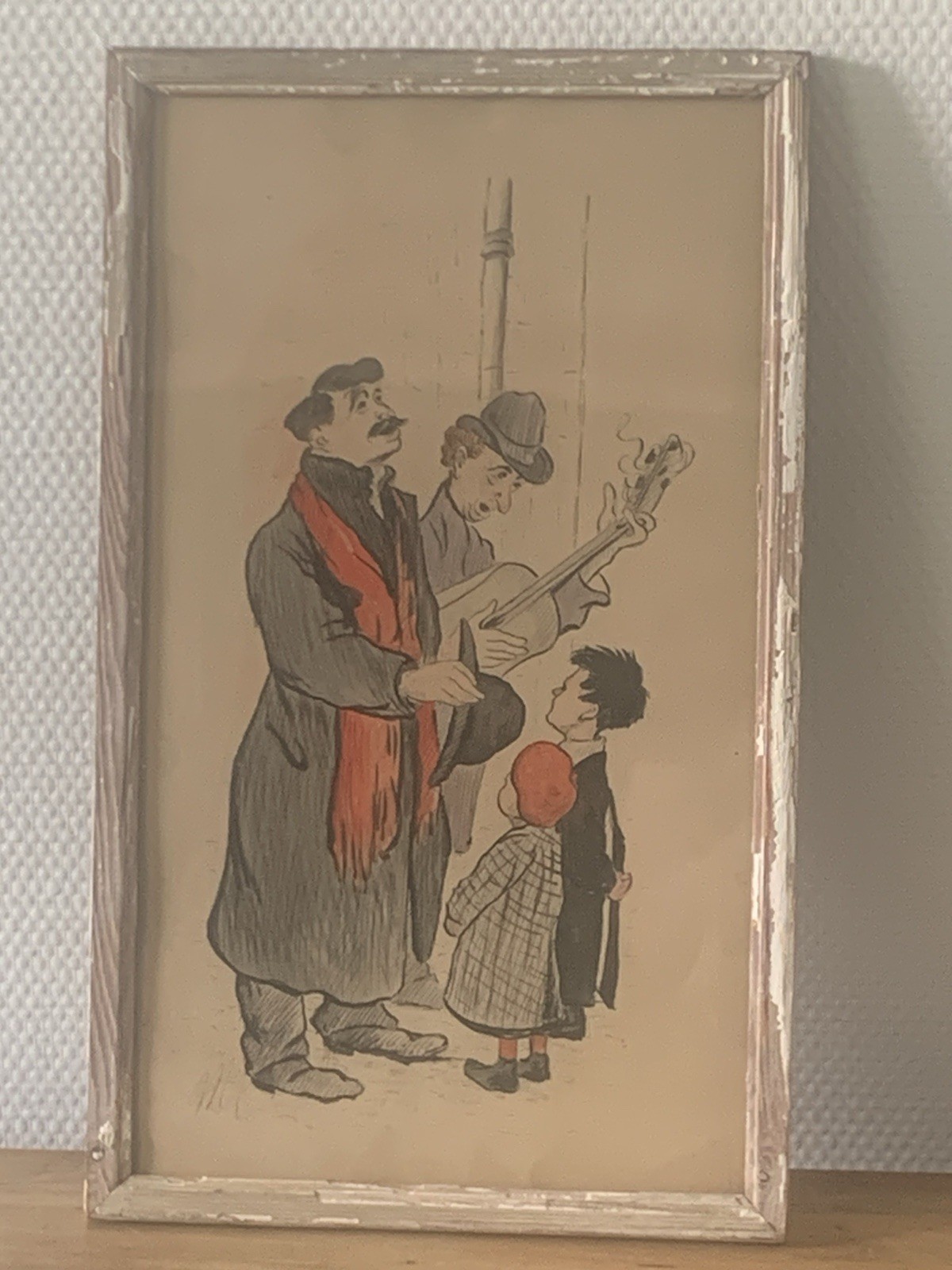 Original drawing entitled “Les chanteurs de cour” circa 1900-1920
