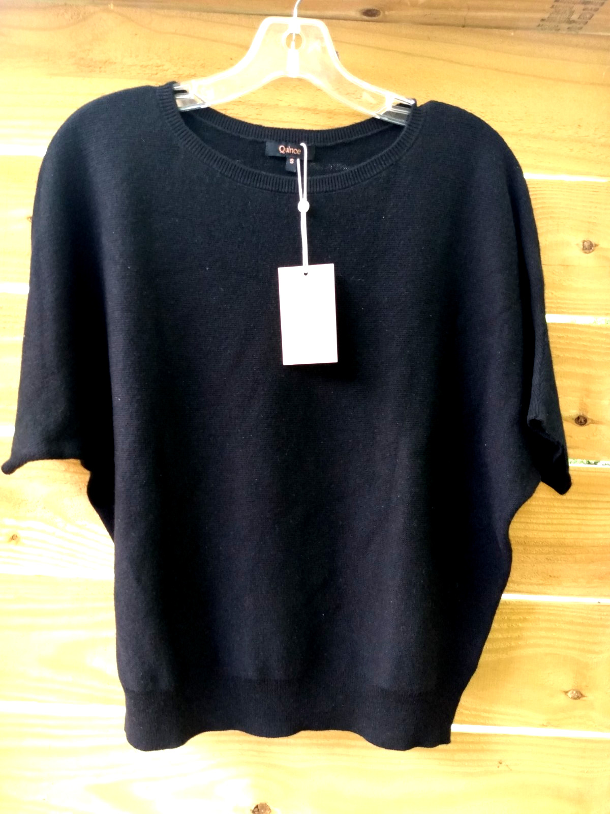 Quince Black Link Stitch Dolman Sleeve Sweater Women\'s Size S Lightweight NWT