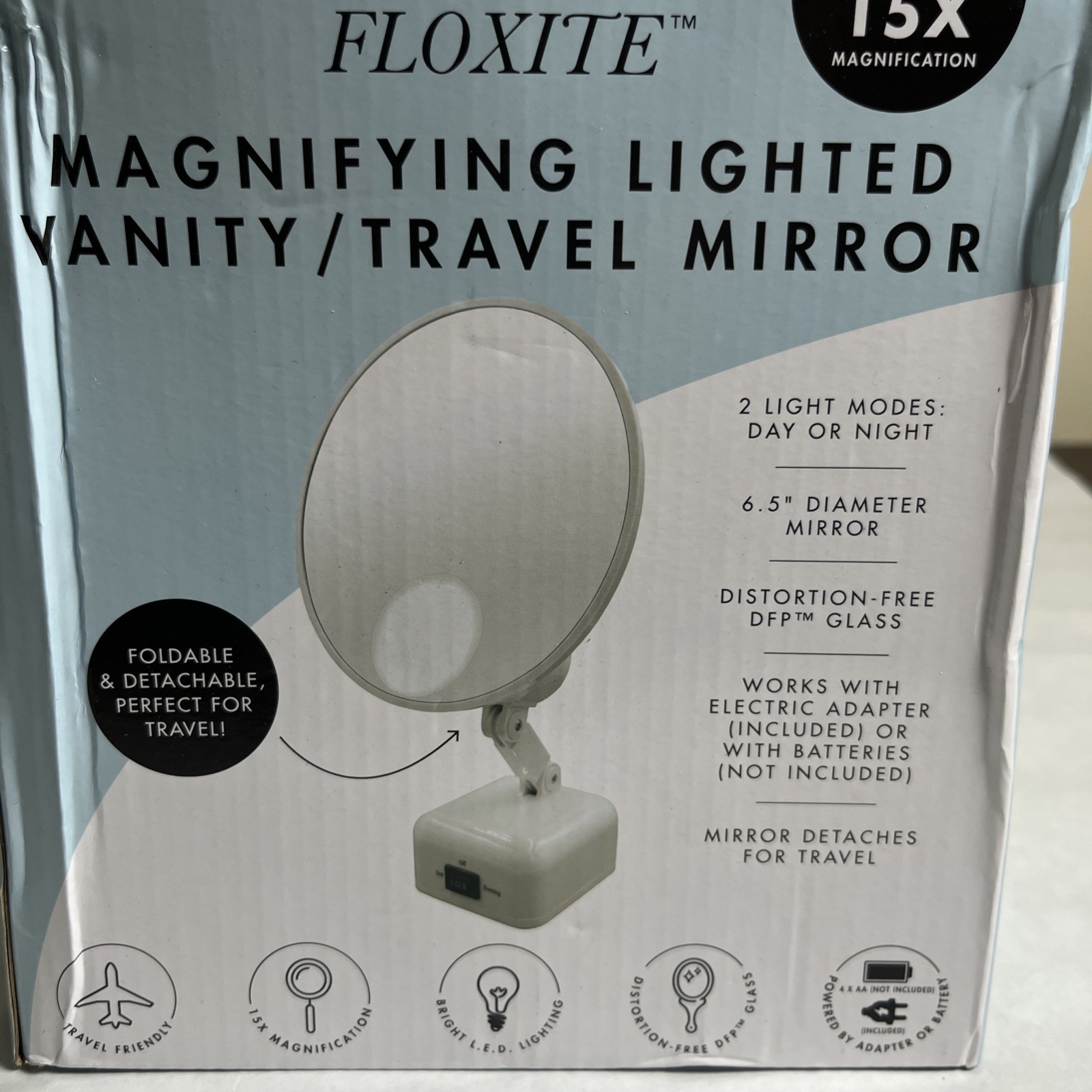 Floxite 15X Supervision Magnifying Mirror Light, Dove White Floxite 15X Supervision Magnifying Mirror Light, Dove White