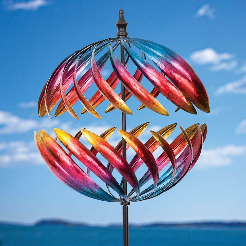 Large Colorful Metallic Two-Way Kinetic Wind Spinner Garden Stake Yard Decor 67\