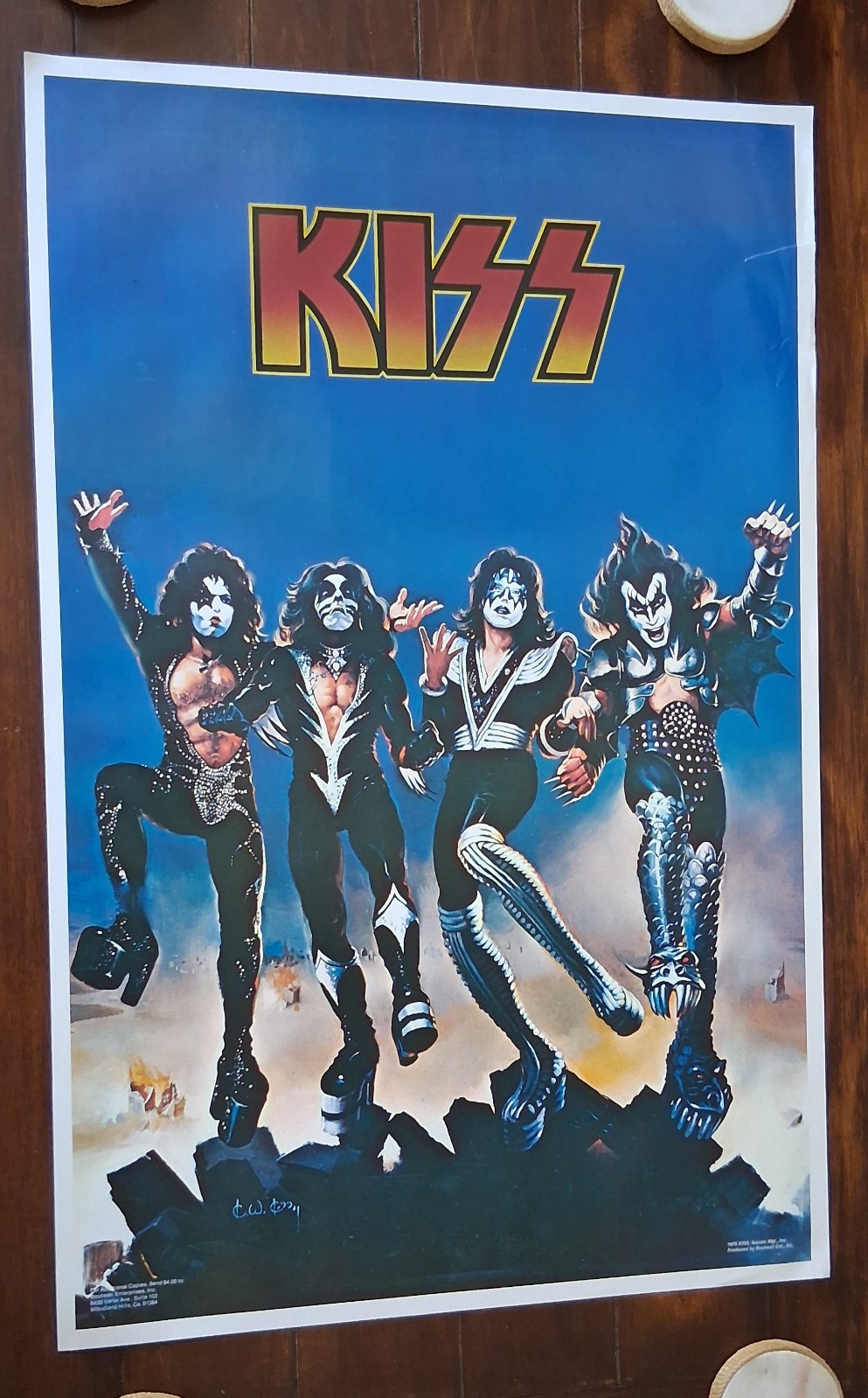 VG- KISS Destroyer Vintage Poster 1976 AUCOIN 22 x 34 Gene Simmons - NEW NOS