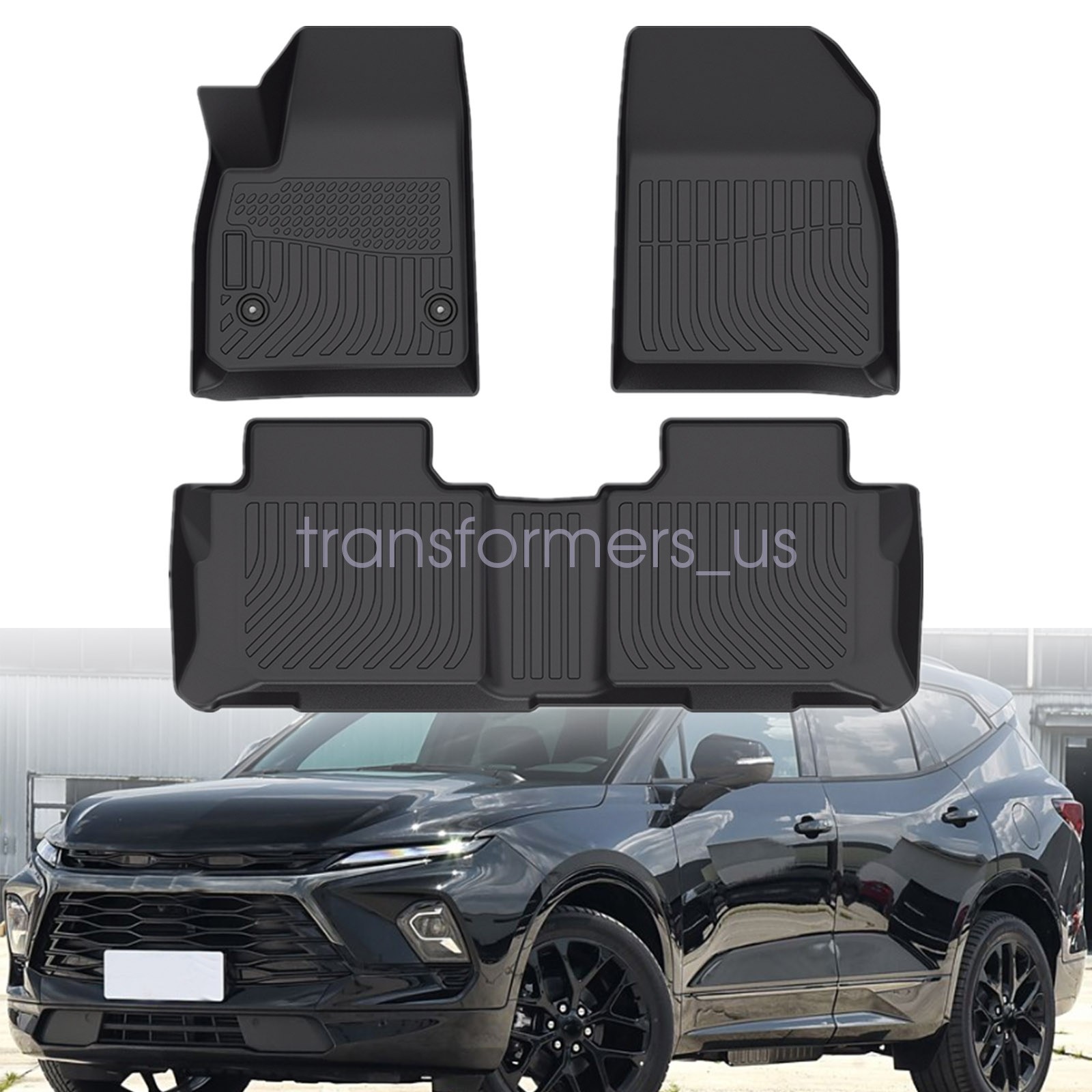 TPE 3D Model Floor Mats Liners All-Weather 3PCS For 2019-2025 Chevrolet Blazer