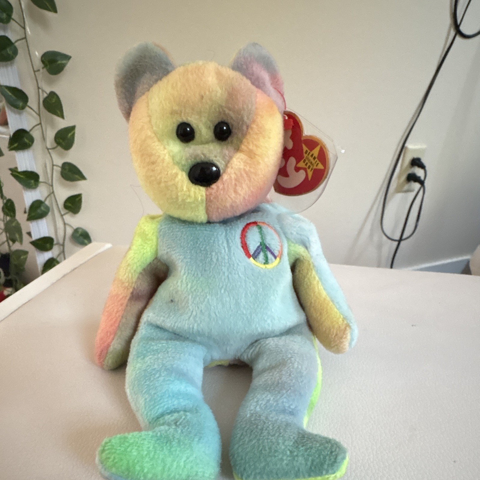Ty Beanie Baby Peace Bear 1996 Retired Style 4053 RARE Original W ERROR?