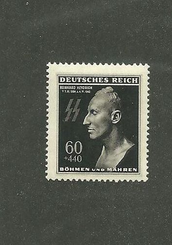 MNH 1943 stamp Sc B20 / Reinhard Heydrich  Death mask stamp / Third Reich WWII
