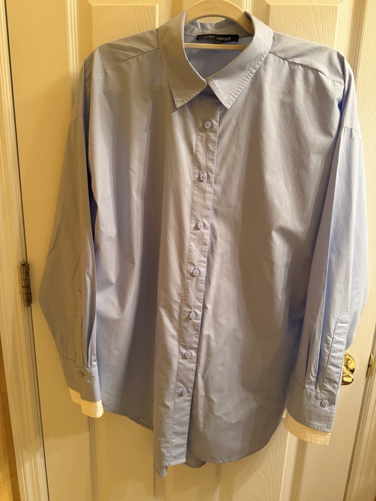LOFT Versa Poplin Oversized Double Cuff Tunic Shirt White Large