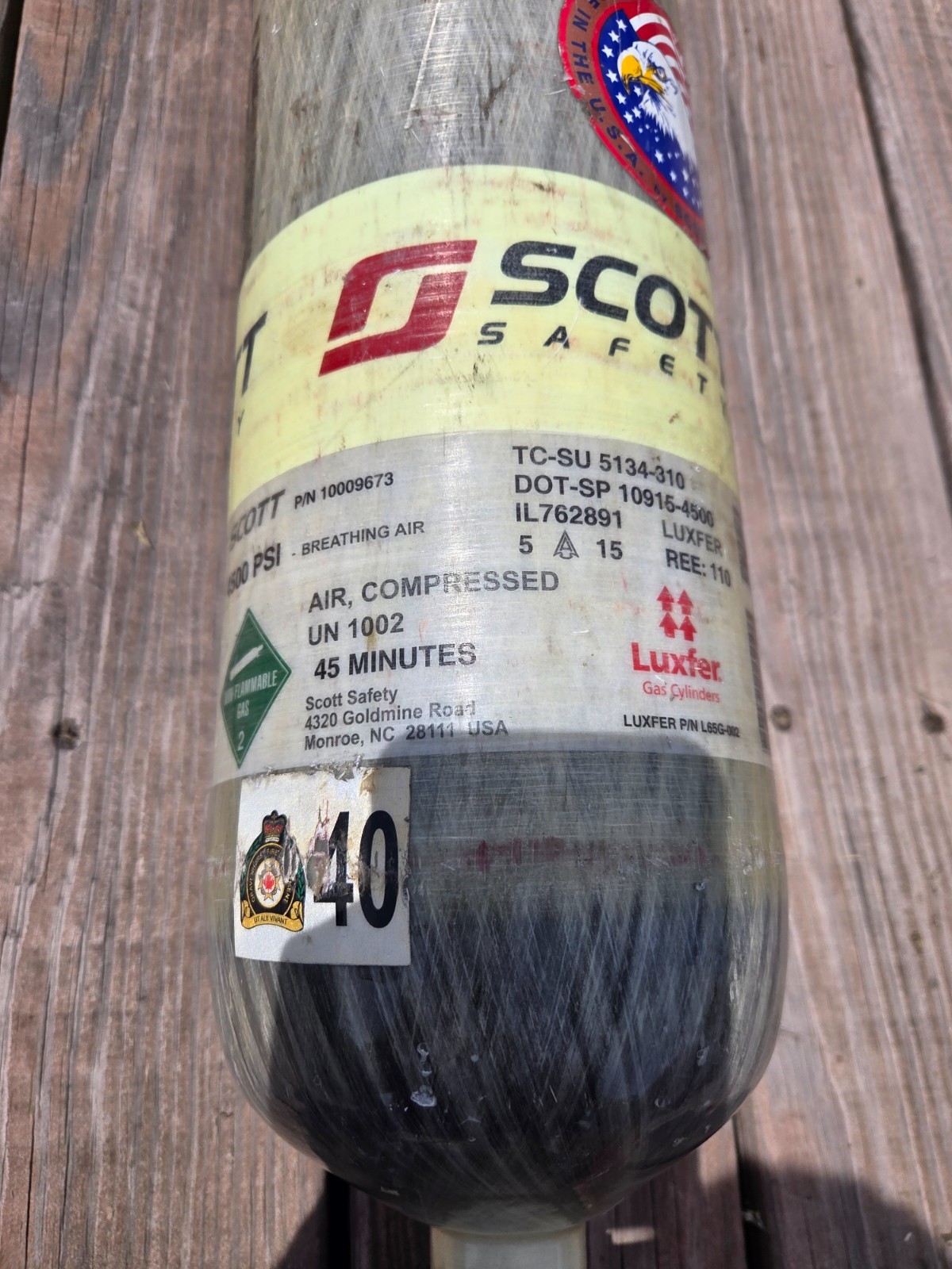 MFG 12/2015 SCOTT 4500PSI 45 Min SCBA Bottle Tank Cylinder FIRE RESCUE CGA347