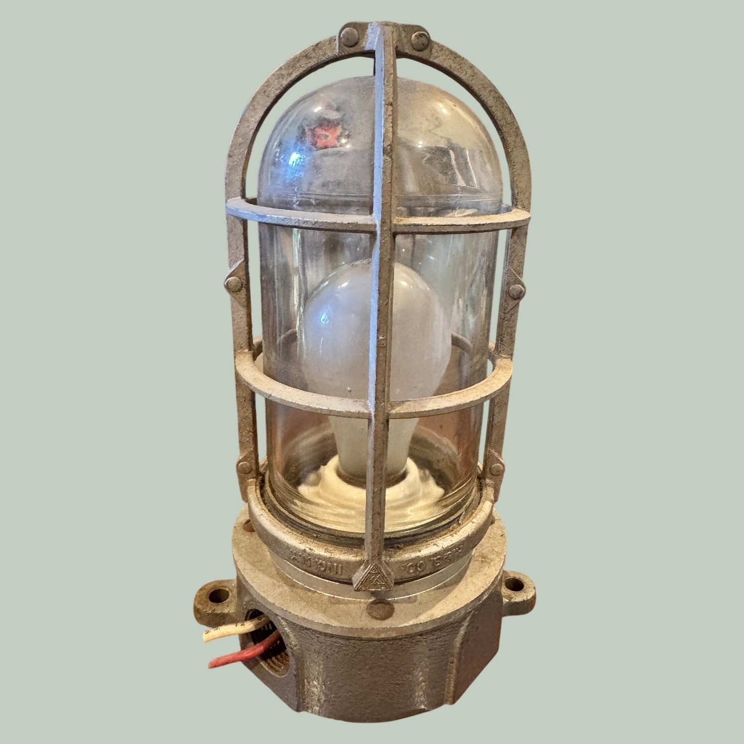 Russell Stoll Explosion Proof Industrial Cage Light Vintage NY 1930s-50s