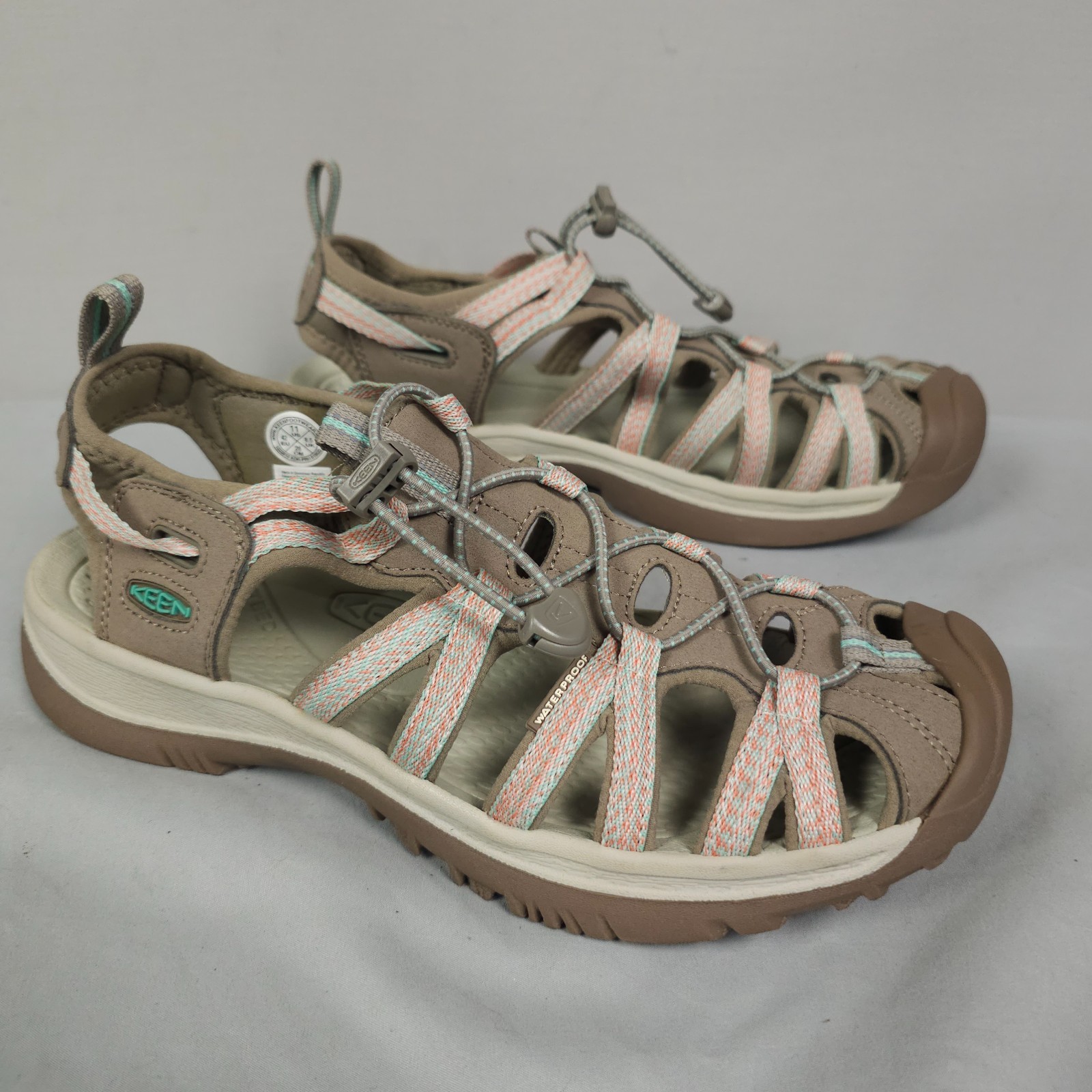 Keen Whisper Sandals Women Size 11 Taupe Coral Close Toe Lace Up Outdoor Keen Whisper Sandals Women Size 11 Taupe Coral Close Toe Lace Up Outdoor