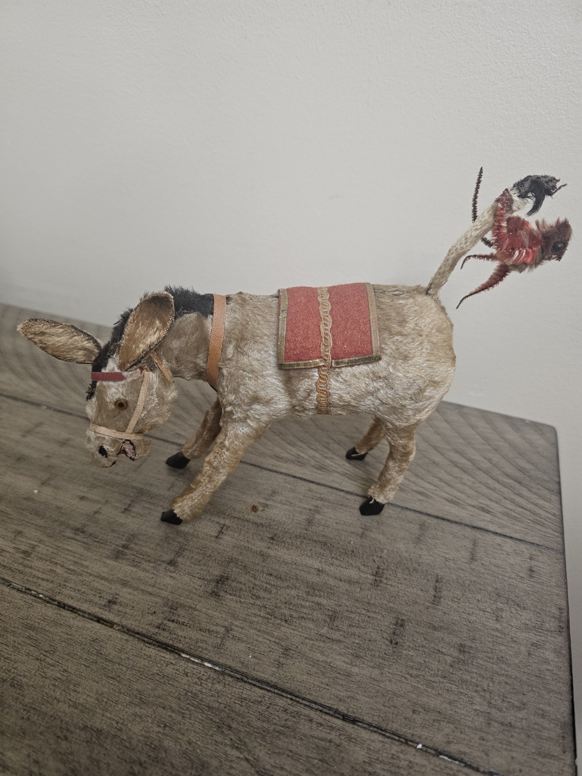 Antique Vintage German Mohair Nodder Donkey Windup Toy Works Antique Vintage German Mohair Nodder Donkey Windup Toy Works