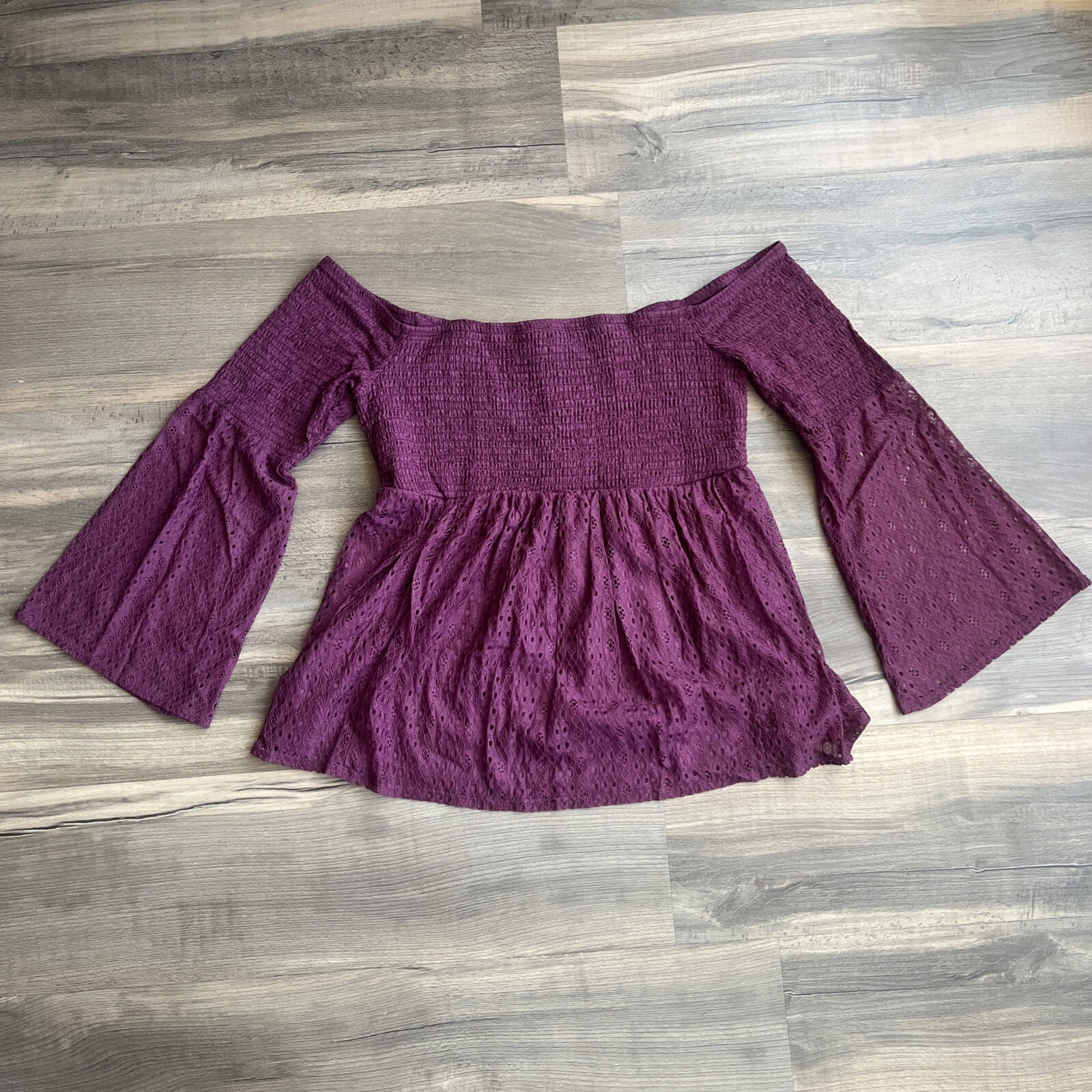 Torrid Women’s Babydoll Cinched Top Off Shoulder New Size 2 Plumb