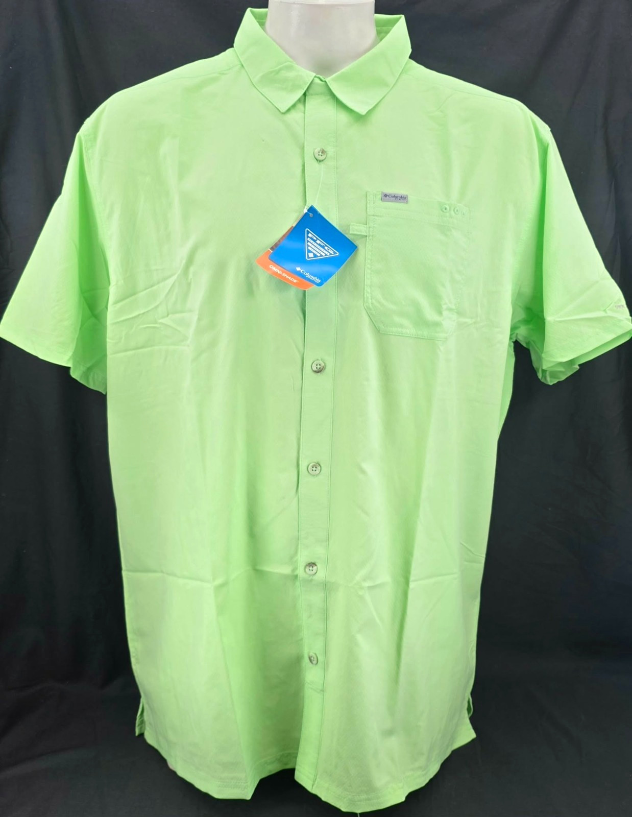 NEW Columbia Slack Tide Camp PFG Key West Green Button Up SS Shirt Men\'s 2XL