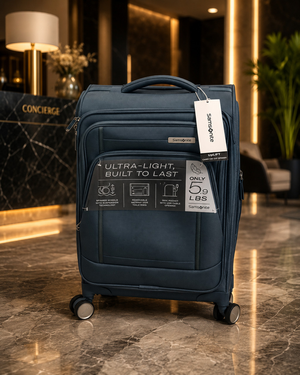 Samsonite UpLift Carry-On Expandable Spinner Luggage Elemental Blue USB 5.9lb