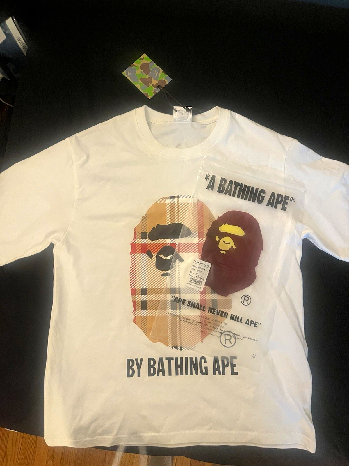 A Bathing Ape BAPE White Ape Head Logo Graphic Crew Neck T-Shirt Men\'s M
