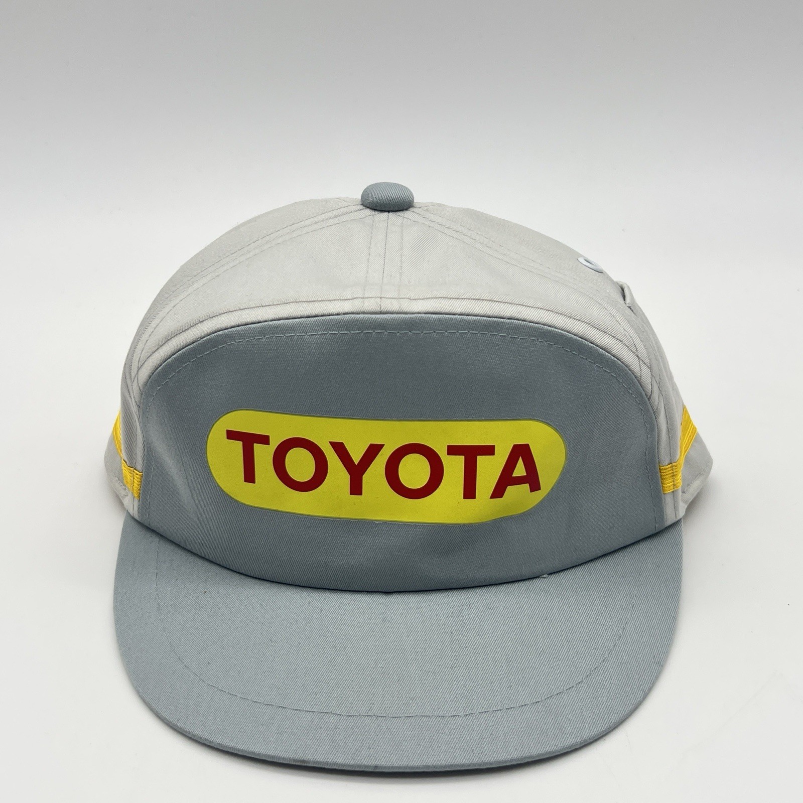 Vtg  80s Toyota Factory Employee Cap Rare Hat Japan Mechanic Retro Grey Yellow