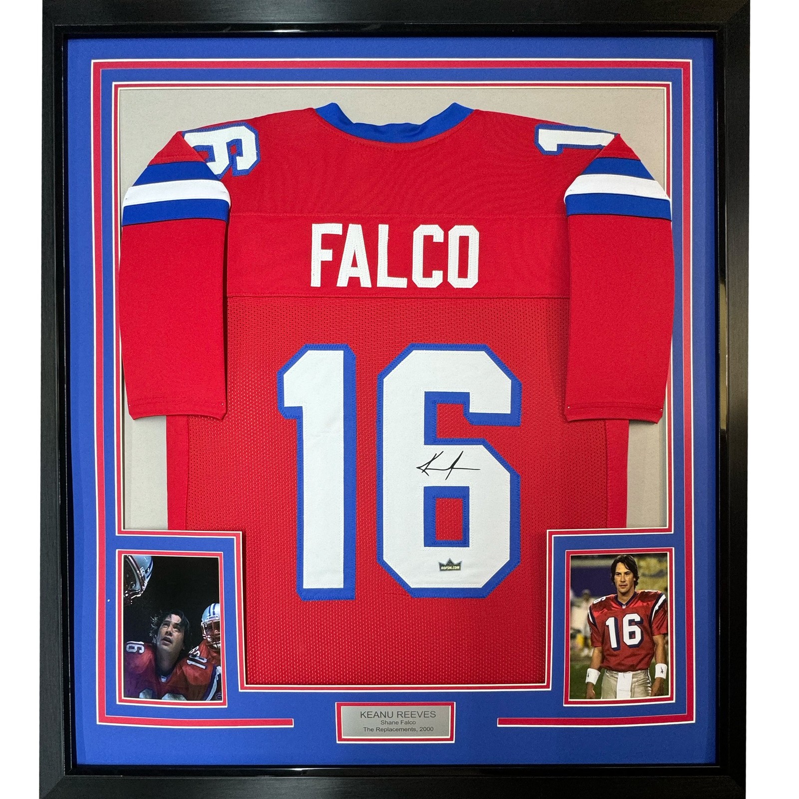 Framed Facsimile Autographed Keanu Reeves Shane Falco 35x39 Red Jersey