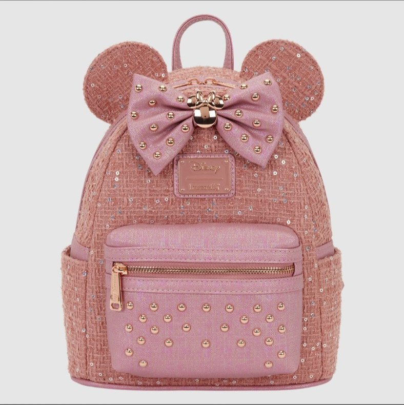 New Disney Exclusive Loungefly Backpack Purse Minnie Mouse Glitter Tweed Only 1