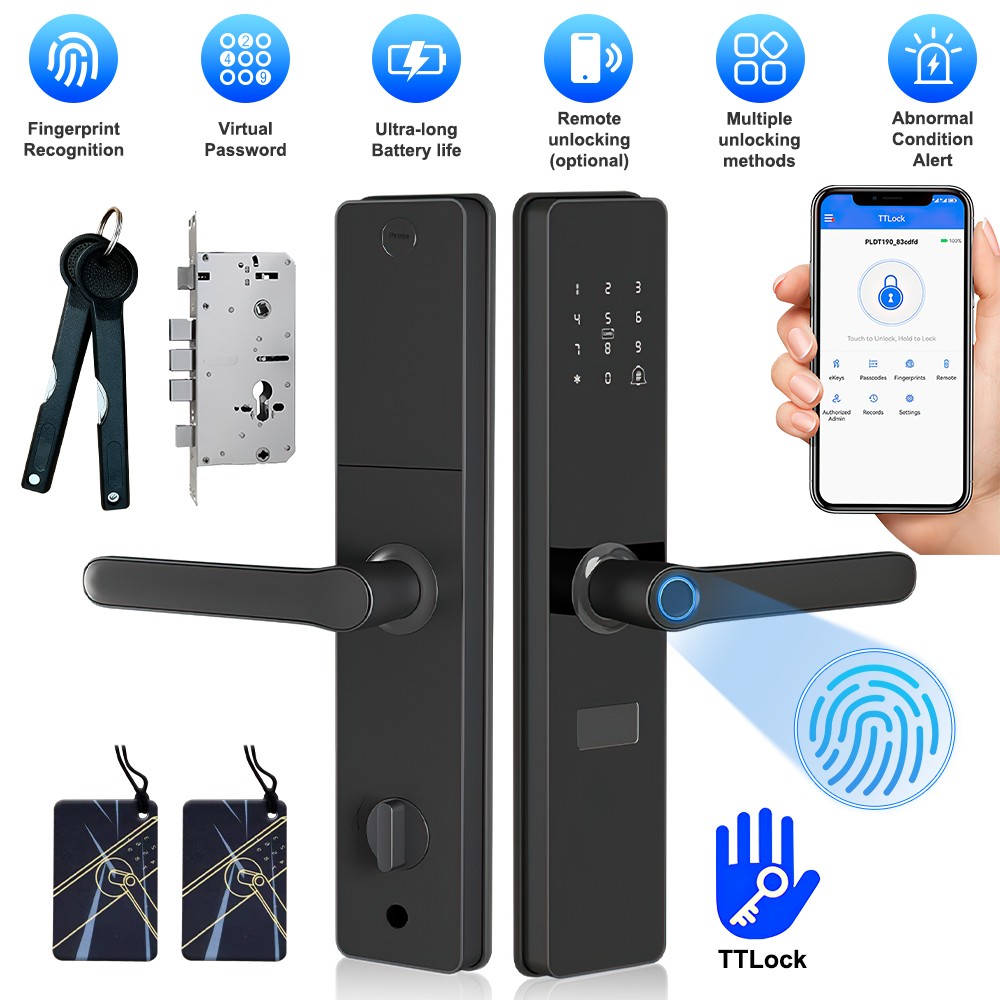 Smart Door Lock APP Biometric Fingerprint Touch Card Password Keyless Keypads US