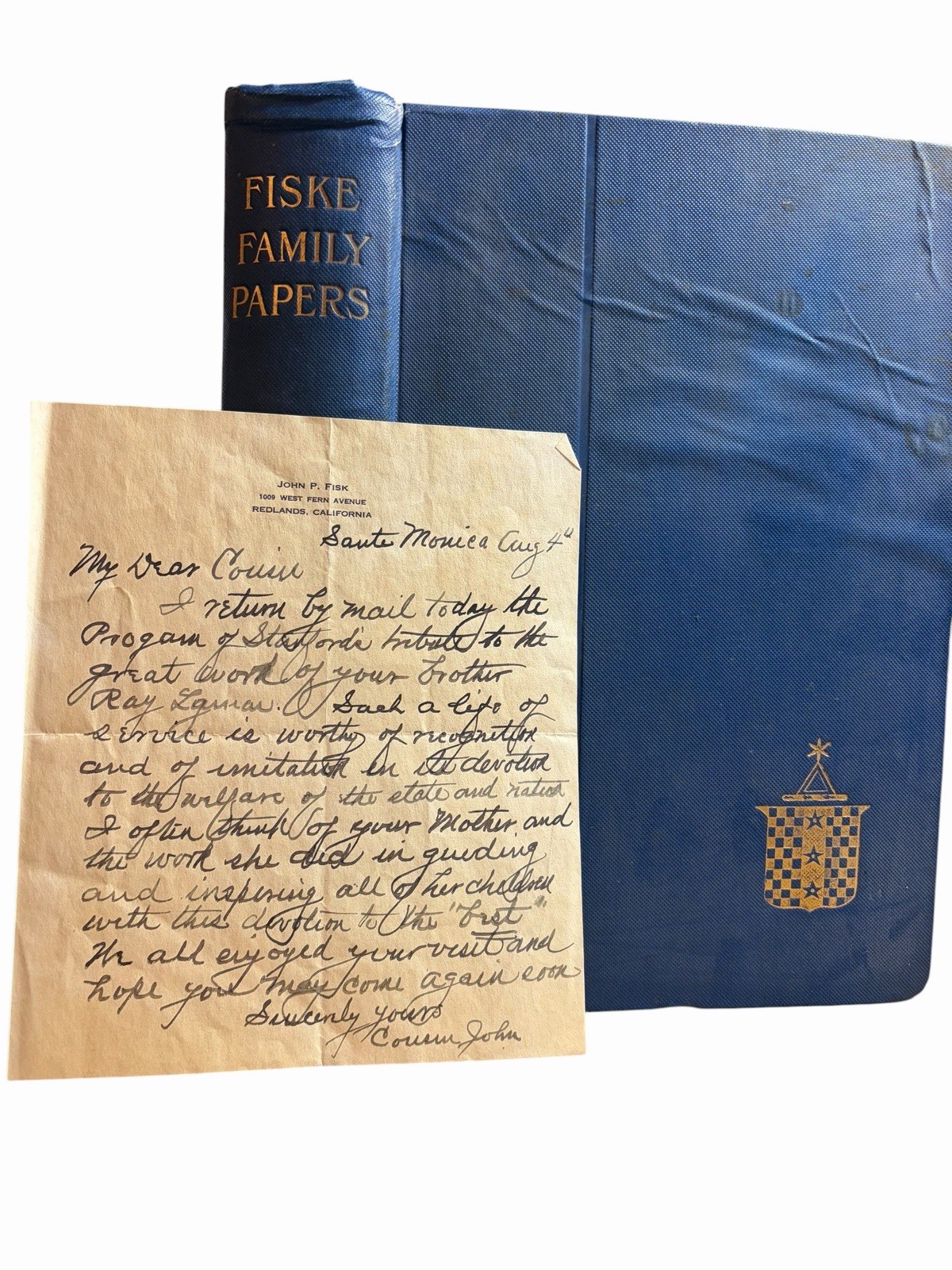 1902 Fiske Family Papers Henry Ffiske Genealogy + Letter Pioneer John P Fisk
