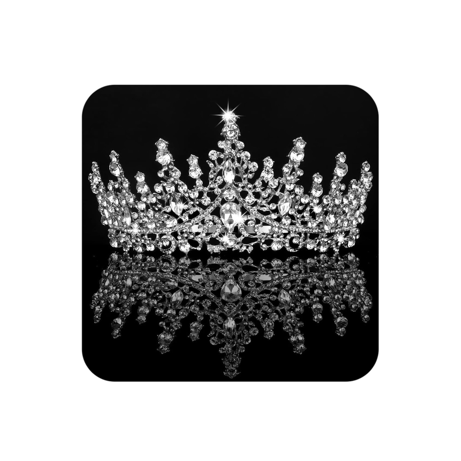 COCIDE Tiara and Crown for Women Crystal Queen 1Pcs, T1,Silver COCIDE Tiara and Crown for Women Crystal Queen 1Pcs, T1,Silver