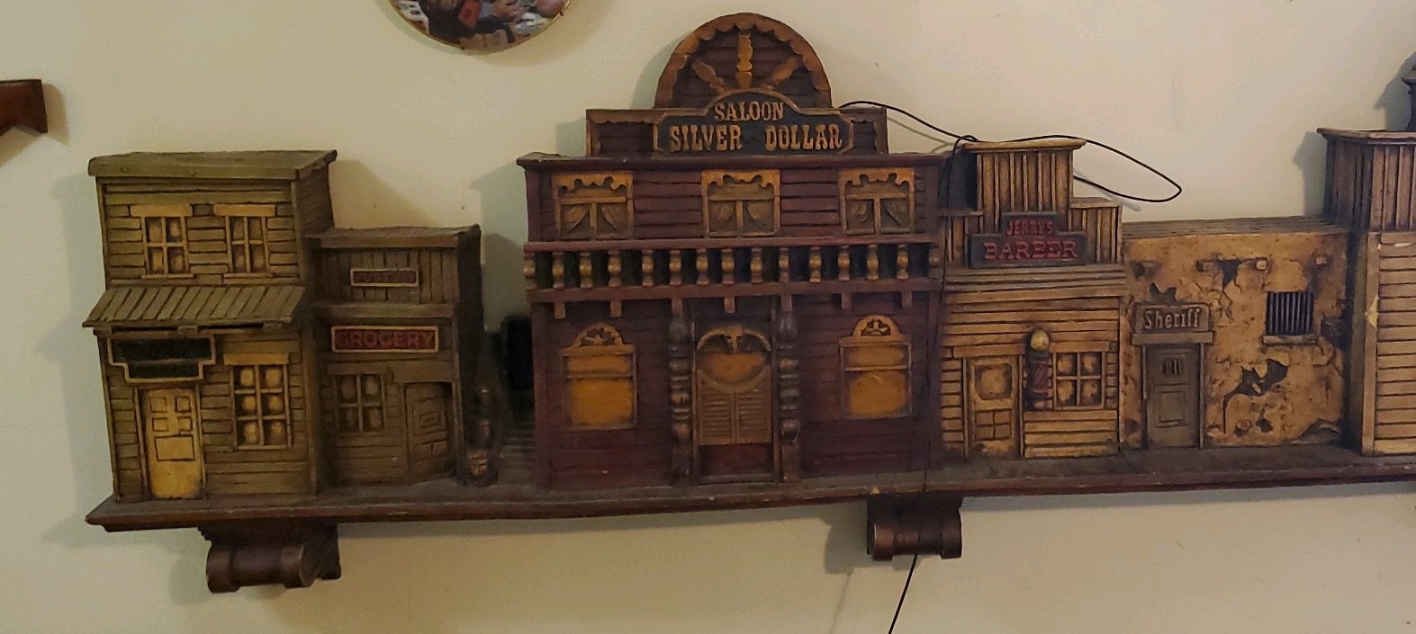 Rare 1973 Vanguard Studios 61” Old West Town 3D Wall Relief Art MCM Rustic