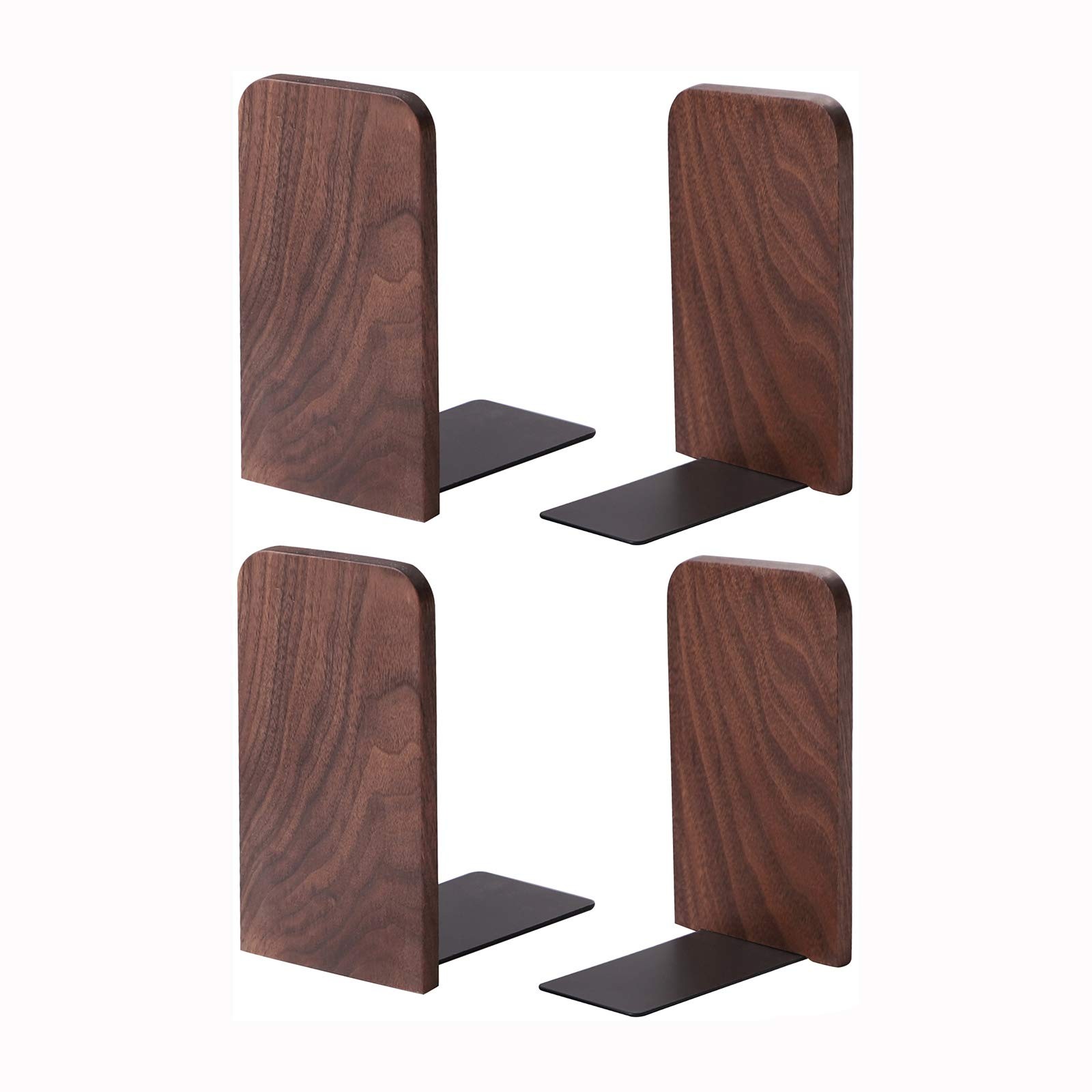 muso wood Walnut Book Ends for Shelves, 2 Pairs Walnut-2 Pairs,