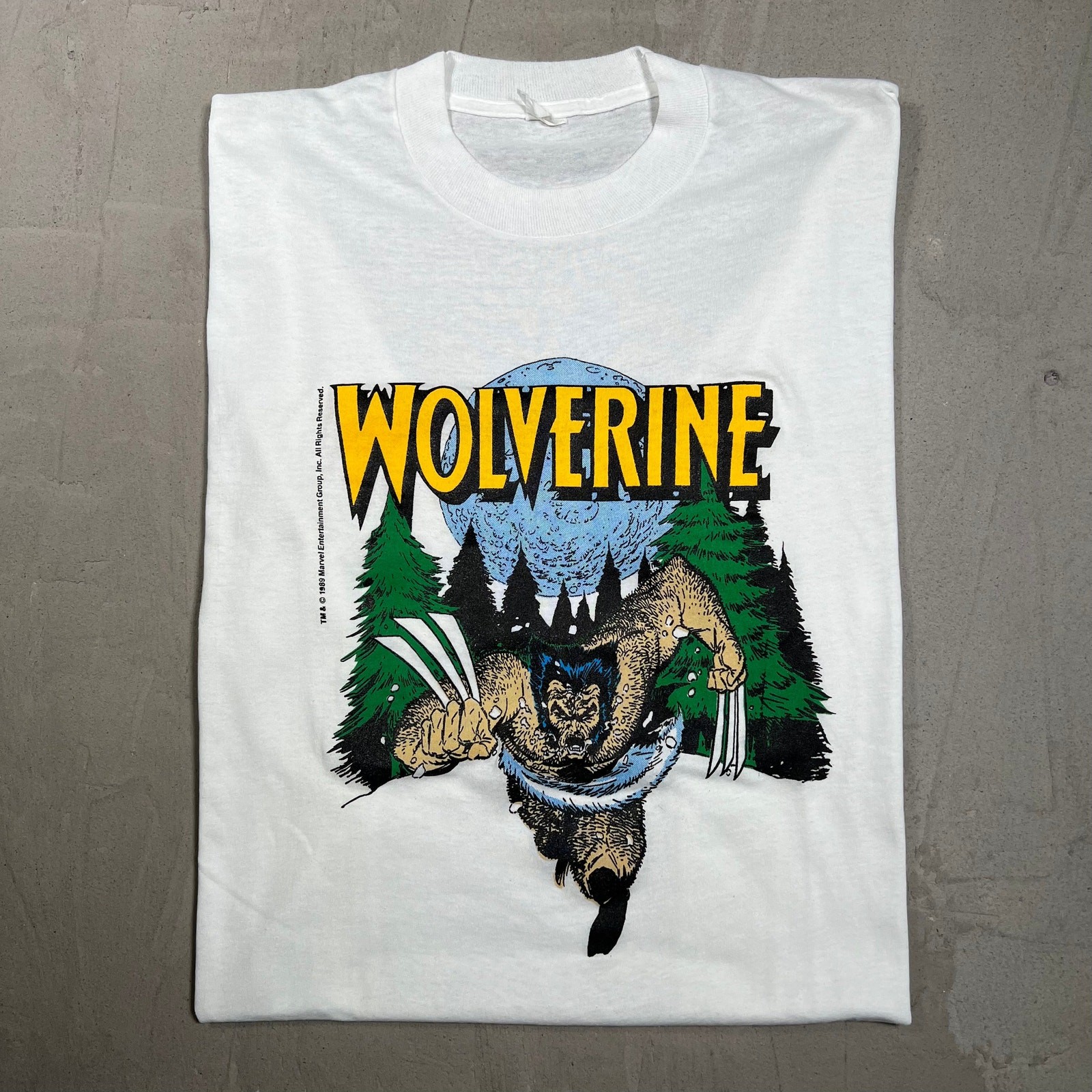 Vintage 1989 Marvel Wolverine Wilderness White Tee Size XL Rare Promo Vintage 1989 Marvel Wolverine Wilderness White Tee Size XL Rare Promo