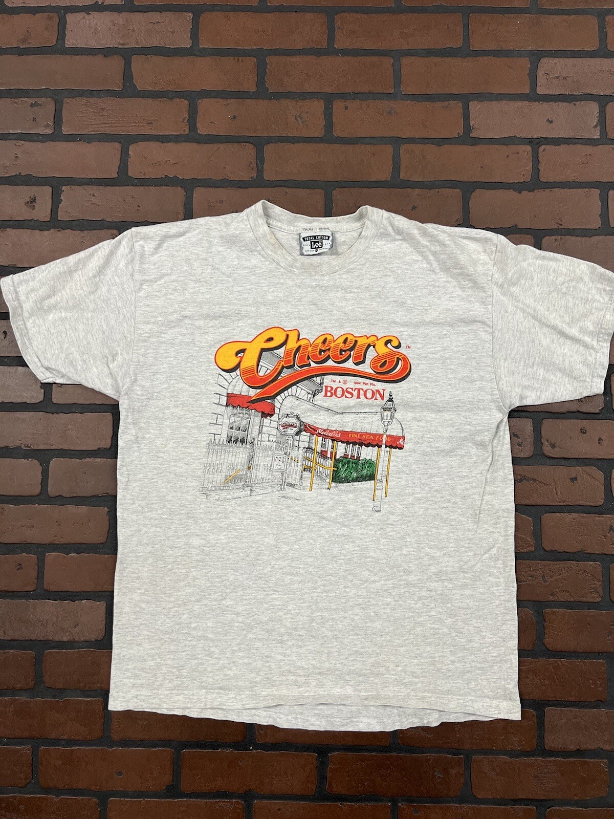 Vintage Lee Cheers Sitcom TShirt Adult XL Gray 90s 1994 USA Boston White Cotton
