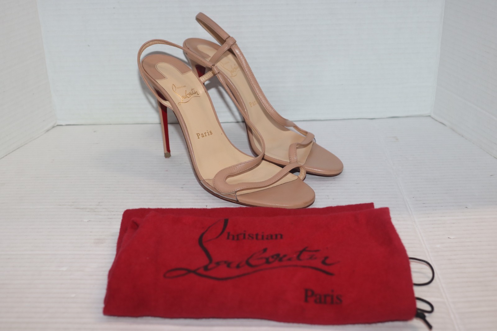 Christian Louboutin Beige Leather Rosa Z 100 Sandals Heels Size 40