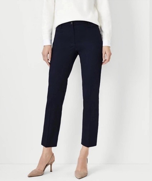 Ann Taylor Loft Curvy Crop Pants Sz 6 Navy Mid Rise Rise Athleisure Casual