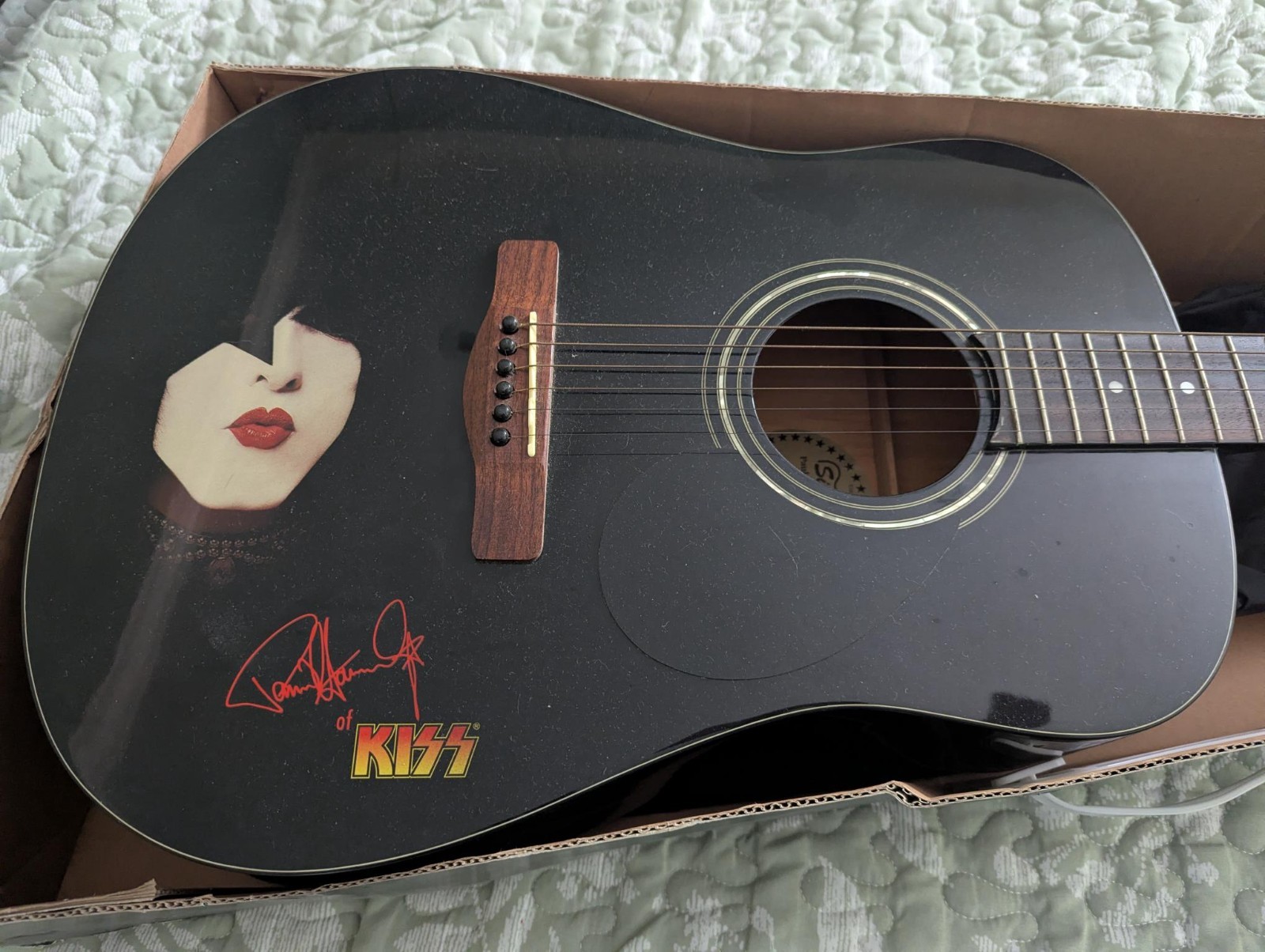 Silvertone Paul Stanley Dark Star Acoustic Guitar Model PS D1 BK inc box/case +