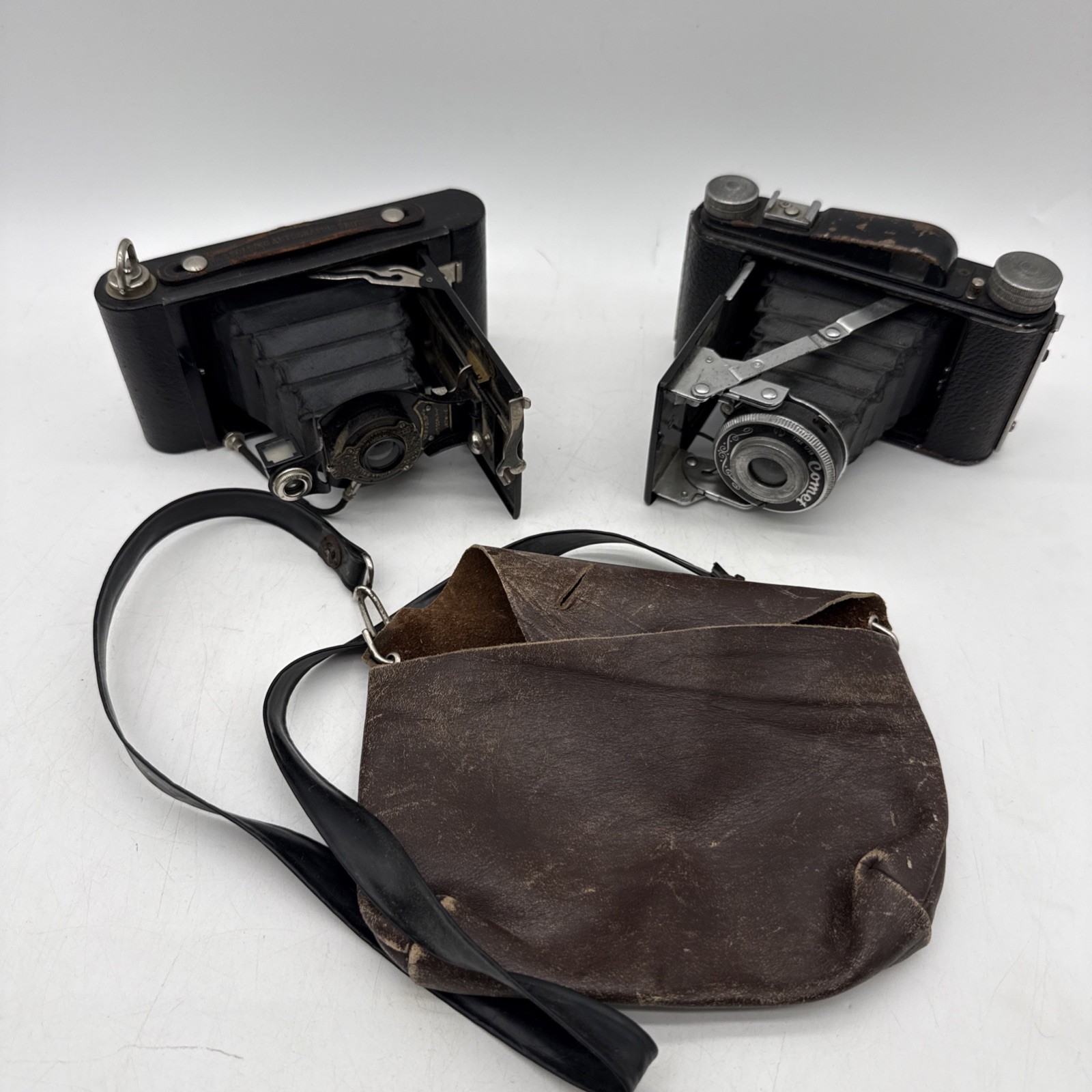 Vintage Kodak No 2 Folding Autographic Brownie & Conley 620/120 Cameras + Case