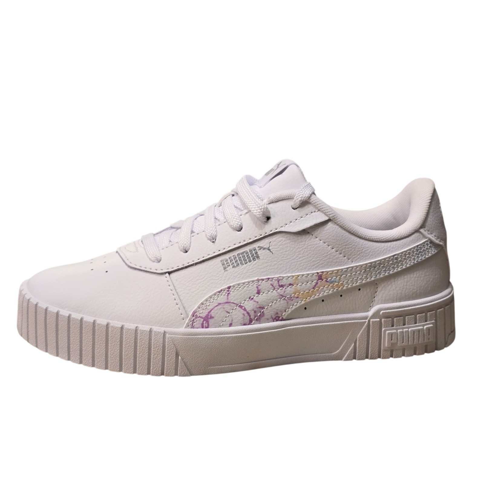 Puma Carina 2.0 Bubble Dye Sneaker Women 7.5 White Island Orchid New