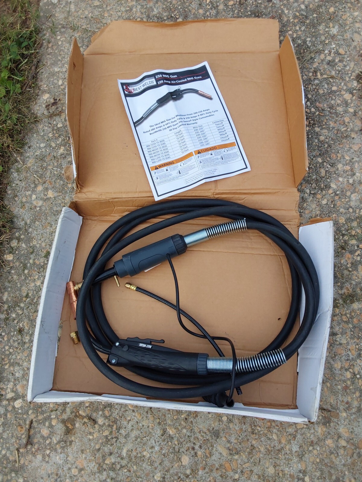 Best Welds 250 Amp Mig Gun w/ 15’ Leads, .035-.045”, P/N: 900-L250-15-3545 Best Welds 250 Amp Mig Gun w/ 15’ Leads, .035-.045”, P/N: 900-L250-15-3545