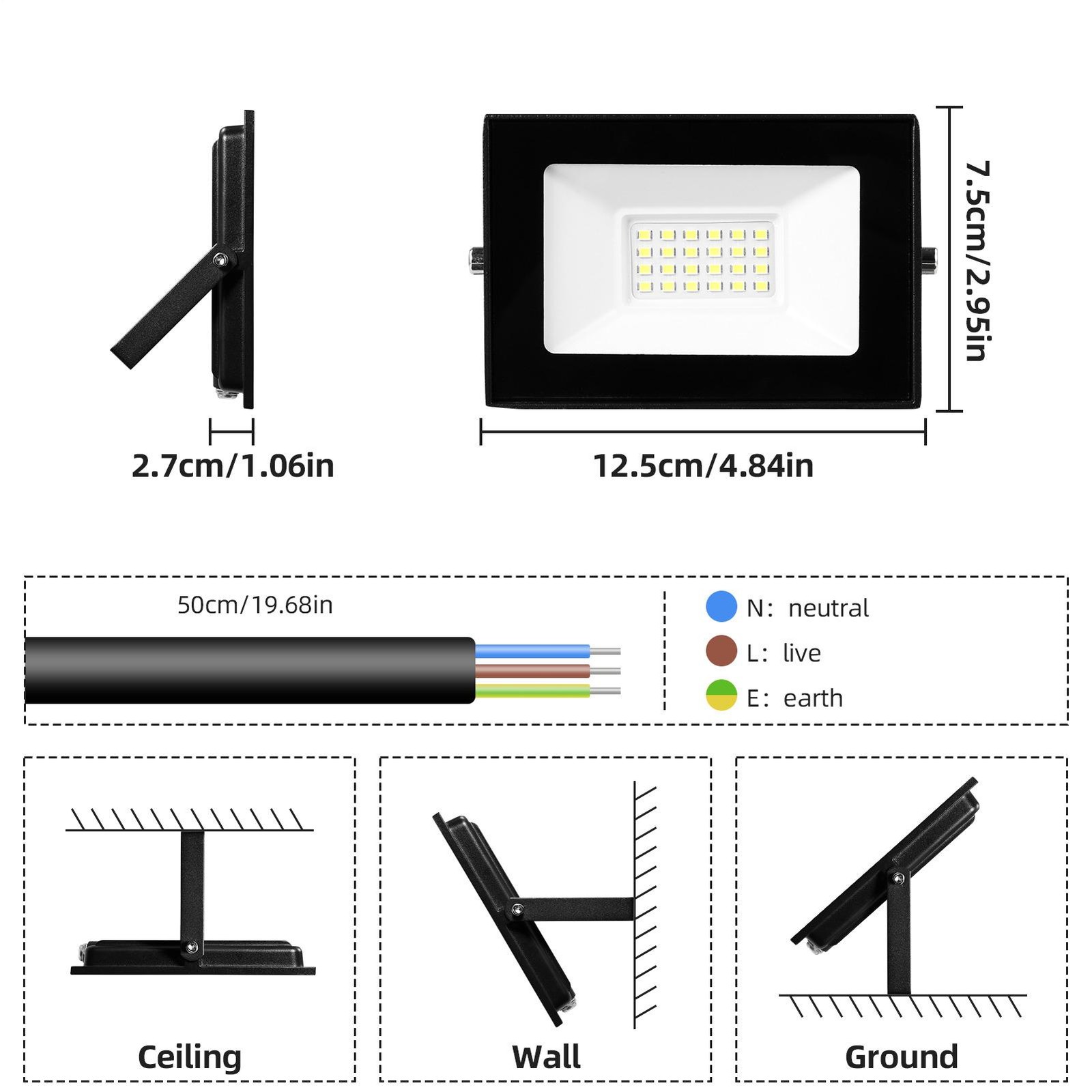  20W 30W 50W 100W 150W 200W 300W 500W  LED Floodlight Outdoor Spotlight IP66