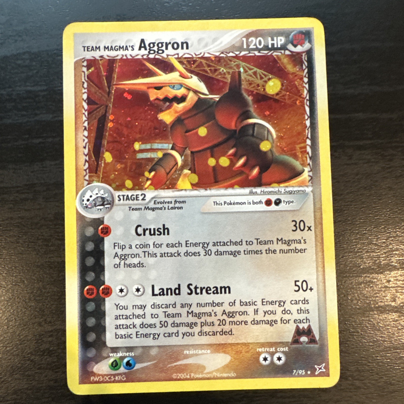 Team Magma\'s Aggron 7/95 cosmos Holo Rare EN 2004 EX Team Aqua MP/HP Pokemon 
