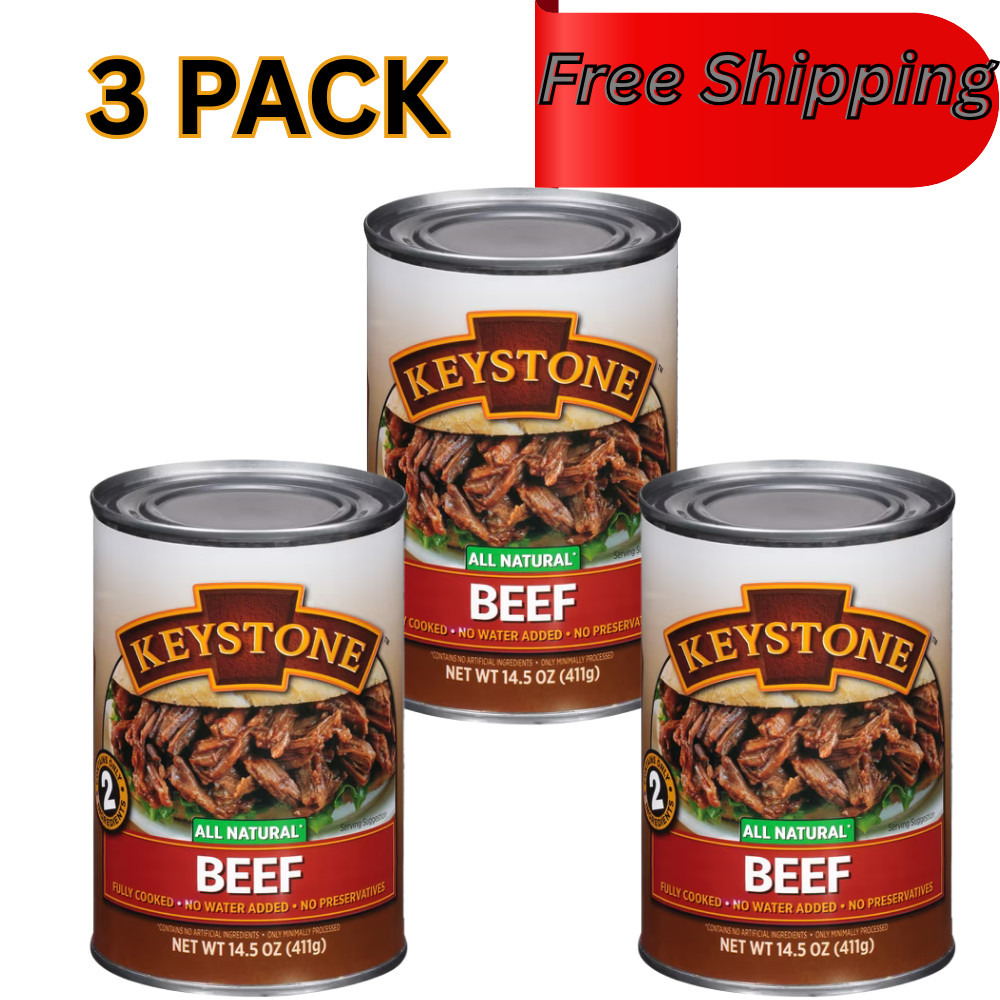 Keystone Meats All Natural Beef 3 Cans | Fully Cooked 14.5 oz Canned Meat Bulk Keystone Meats All Natural Beef 3 Cans | Fully Cooked 14.5 oz Canned Meat Bulk