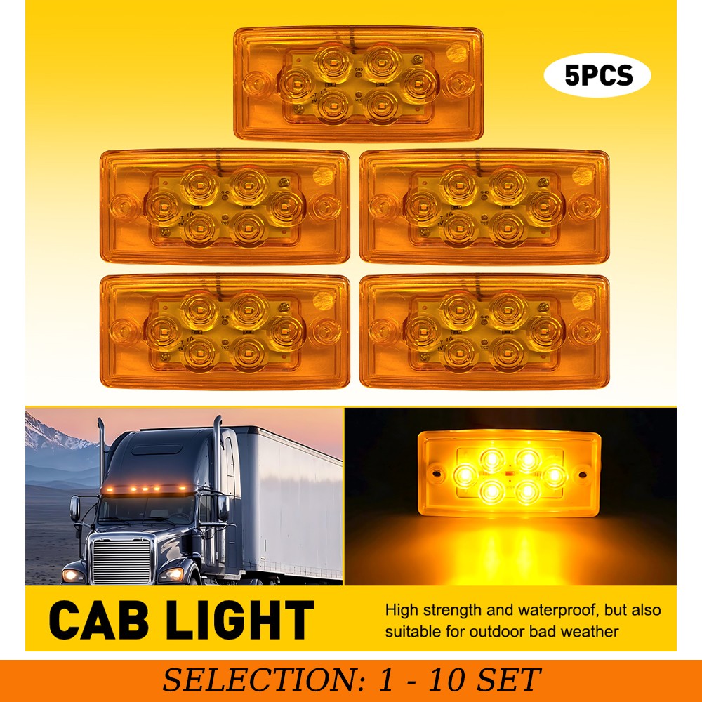 5-50 Amber LED Cab Roof Clearance Light For Freightliner Volvo Truck Trailer 12V