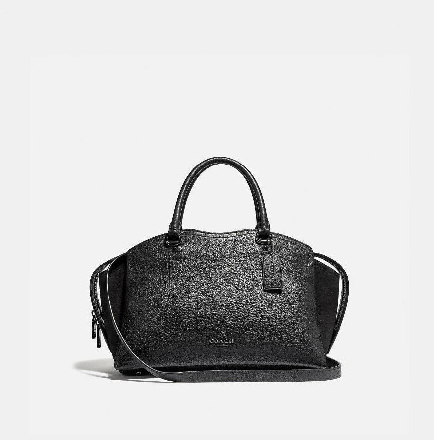 Coach Women\'s Drew Gunmetal/Black Grain Leather & Suede Satchel (40862) - NWT