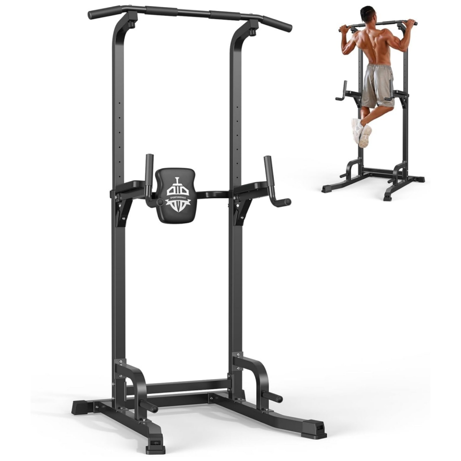 Sportsroyals Power Tower Pull Up Bar Station, 450LBS Stable Pull Up Dip Station