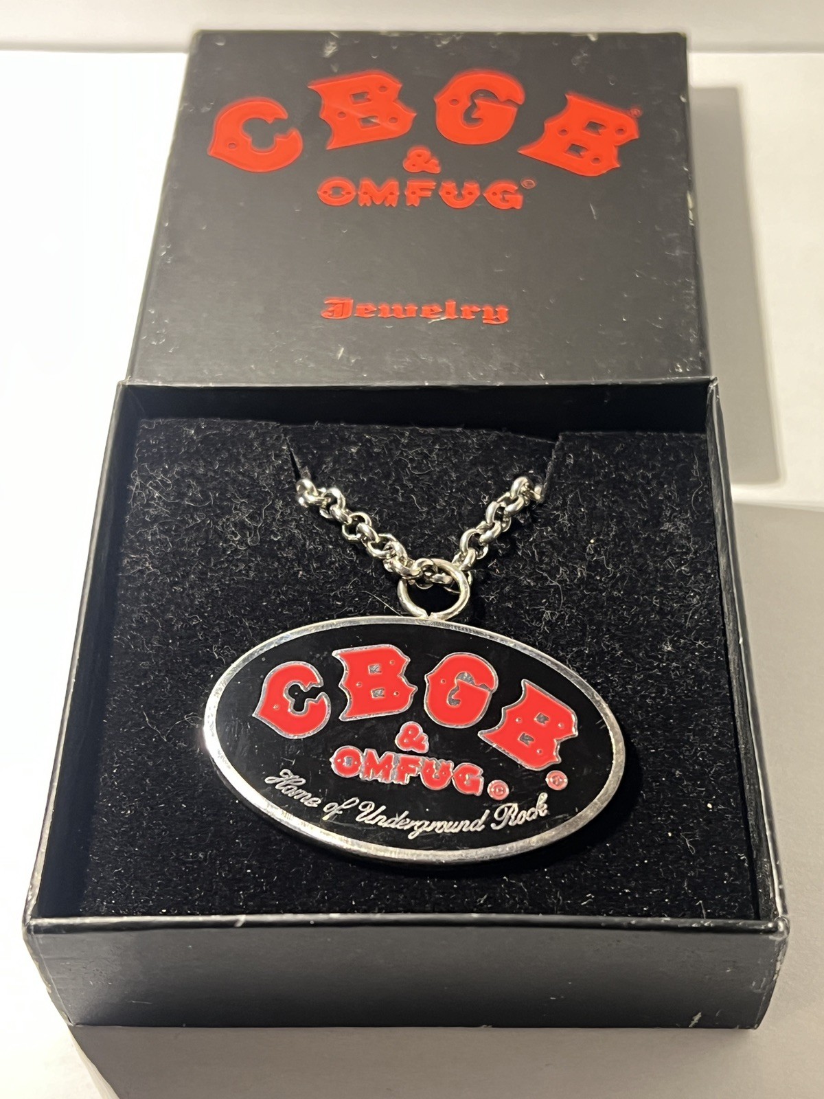 Vintage CBGB & OMFUG Logo Pendant Necklace – Home of Underground Rock NYC Vintage CBGB & OMFUG Logo Pendant Necklace – Home of Underground Rock NYC