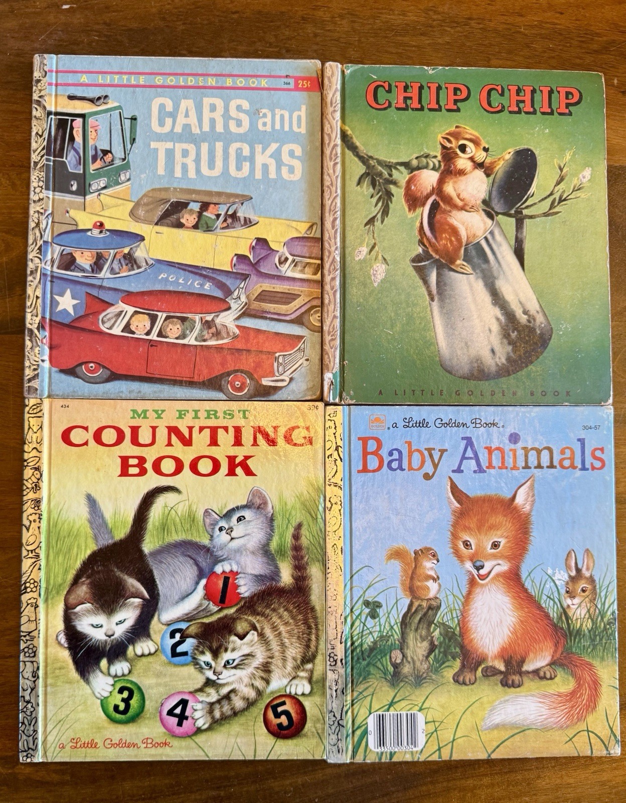 Lot of 4 Vintage Little Golden Books 1950s some A printing Cars, Animals, Count Lot of 4 Vintage Little Golden Books 1950s some A printing Cars, Animals, Count