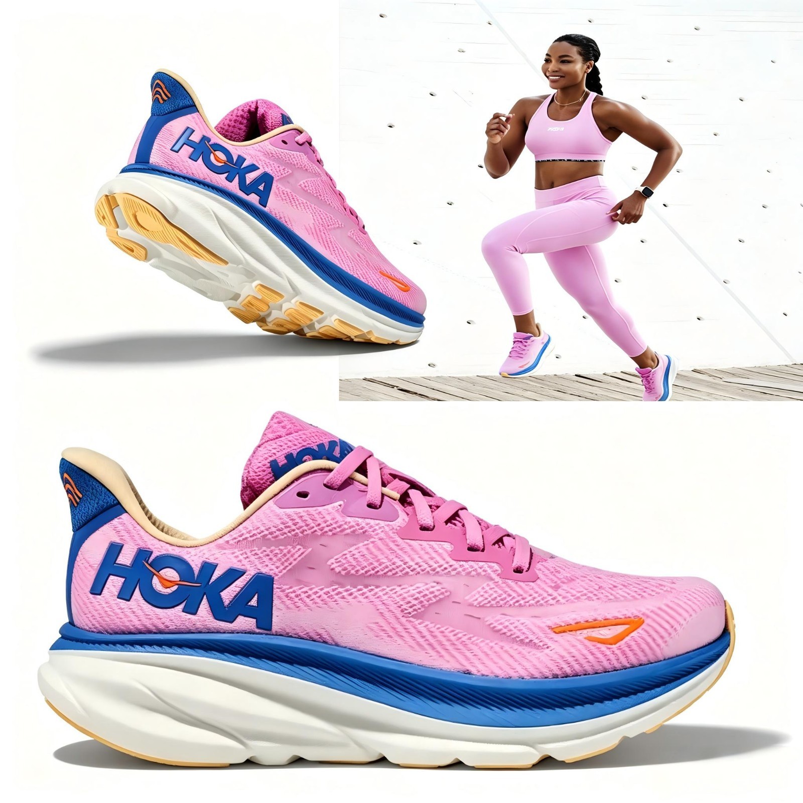 Hoka One One Clifton 9 Women Running Shoe Comfort Trainer Size 7.5