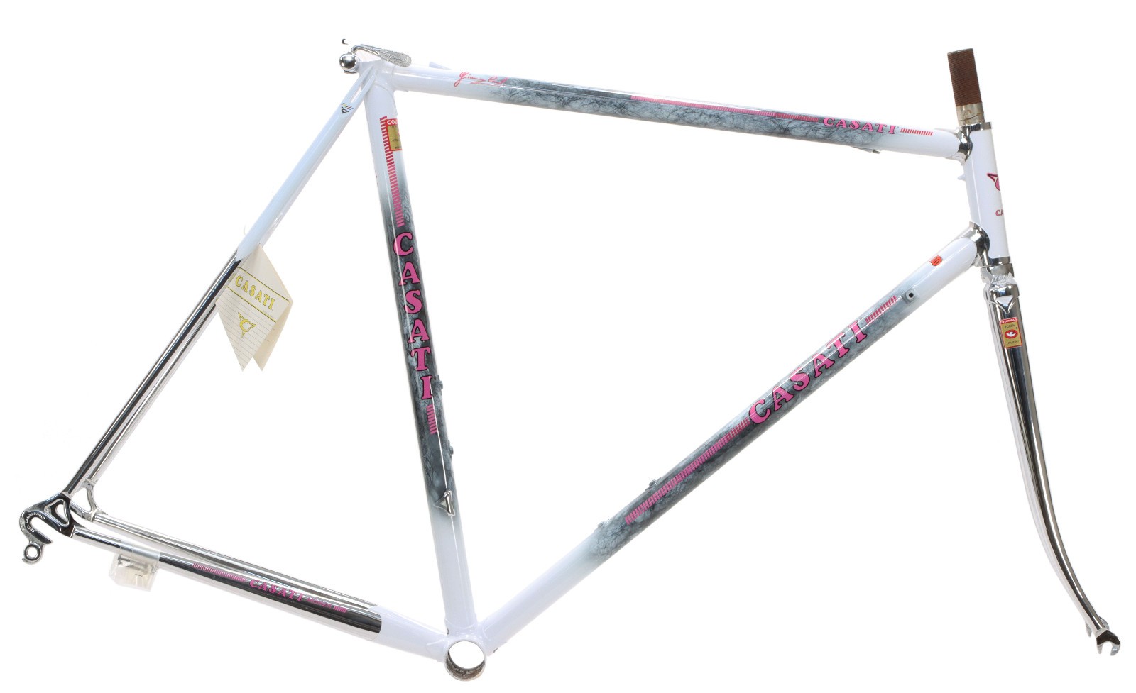 Casati Monza Gold Line Road Frameset 57cm Columbus SLX White/Pink/Marble NOS Casati Monza Gold Line Road Frameset 57cm Columbus SLX White/Pink/Marble NOS