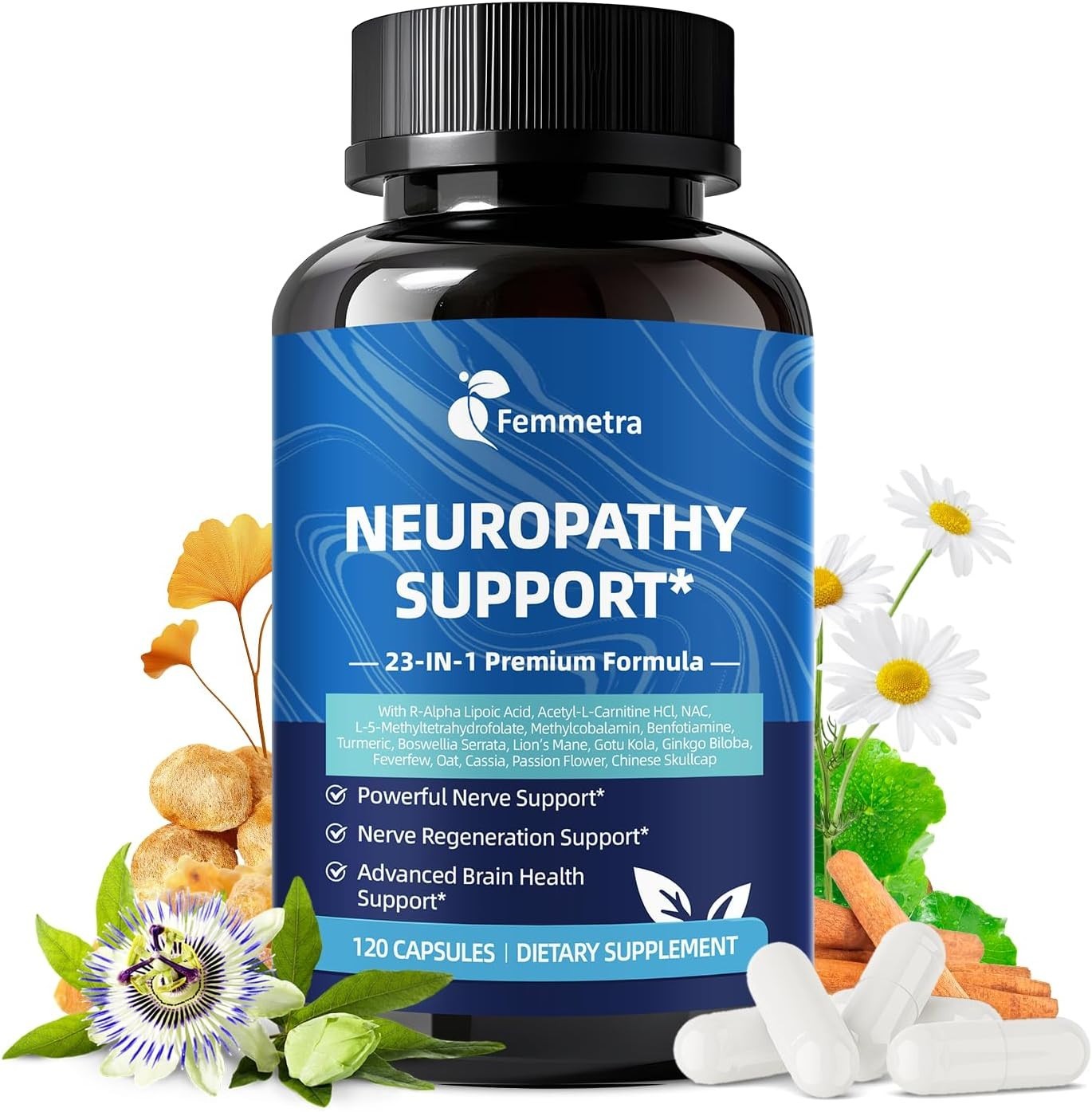 Nerve & Peripheral Neuropathy Support Supplement with 1200mg R-Alpha Lipoic A...