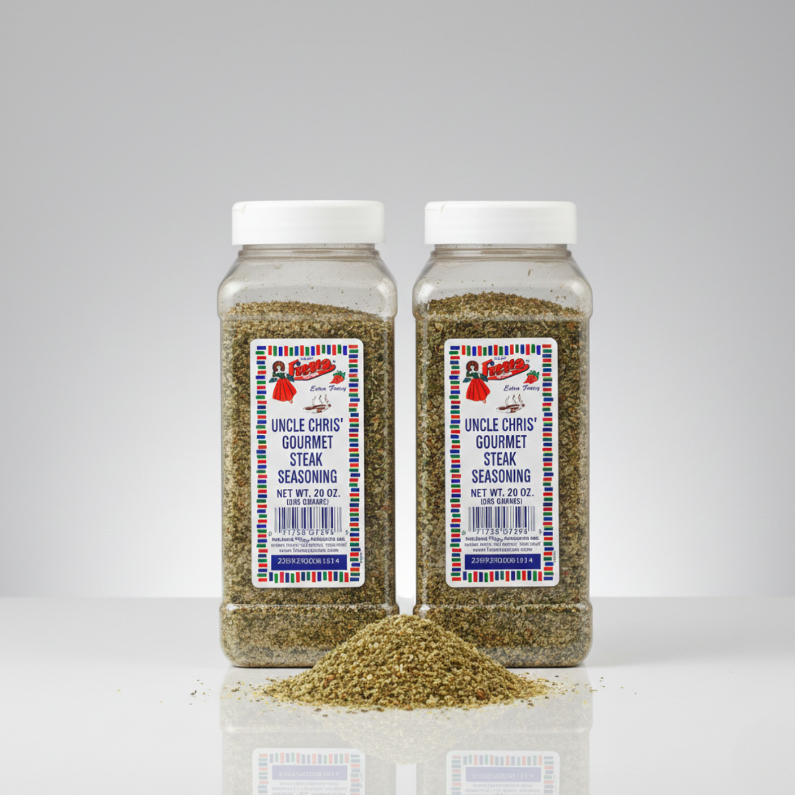 2 PACK Bolner\'s Fiesta Uncle Chris\' Gourmet Steak Seasoning 20 oz Large Bottles