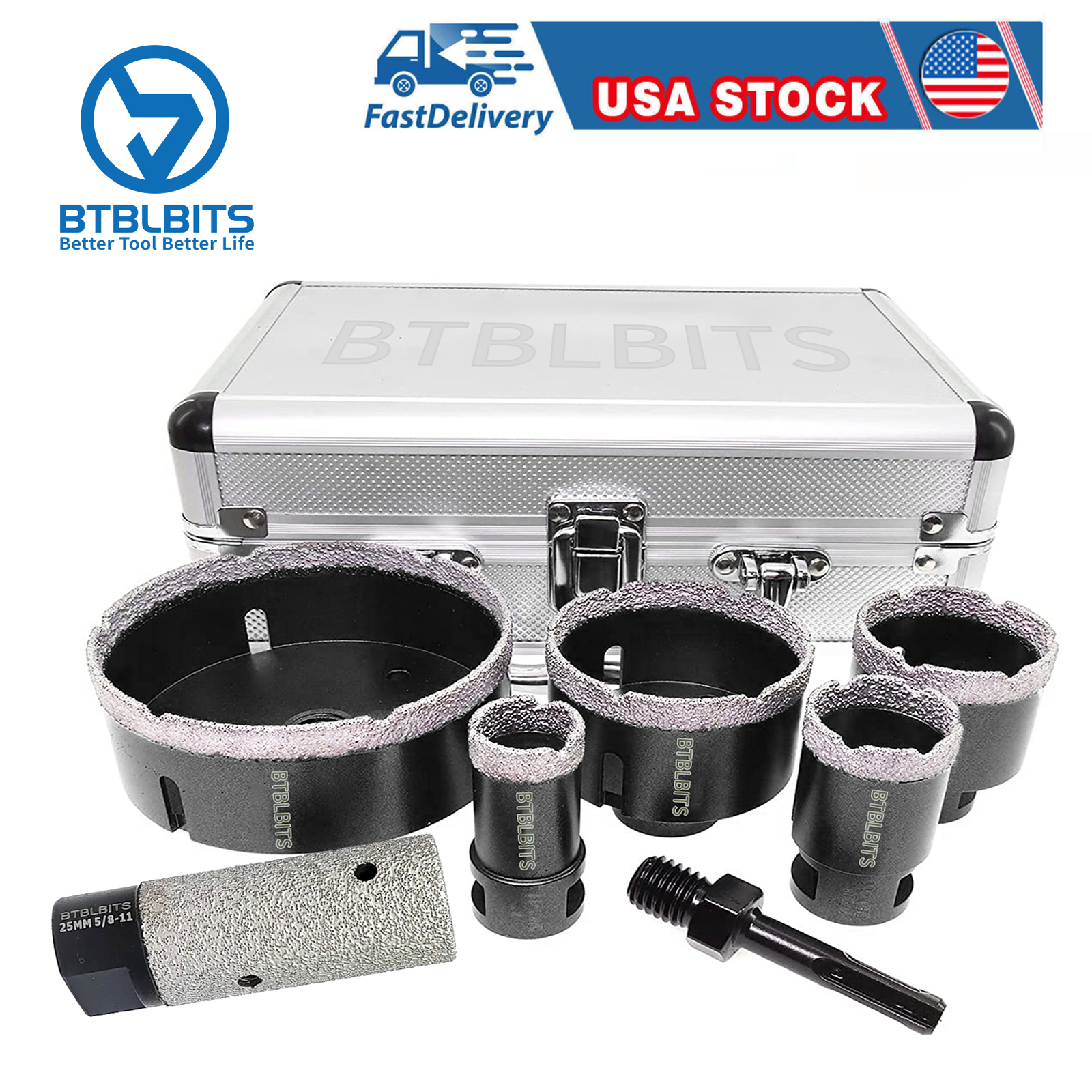 Diamond Hole Saw Kit Core Drill Bit Set for Porcelain Tile Marble Ceramic Quartz